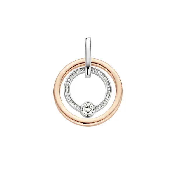 Rose Gold-Plated Sterling Double Circle Pendant Mark Jewellers La Crosse, WI