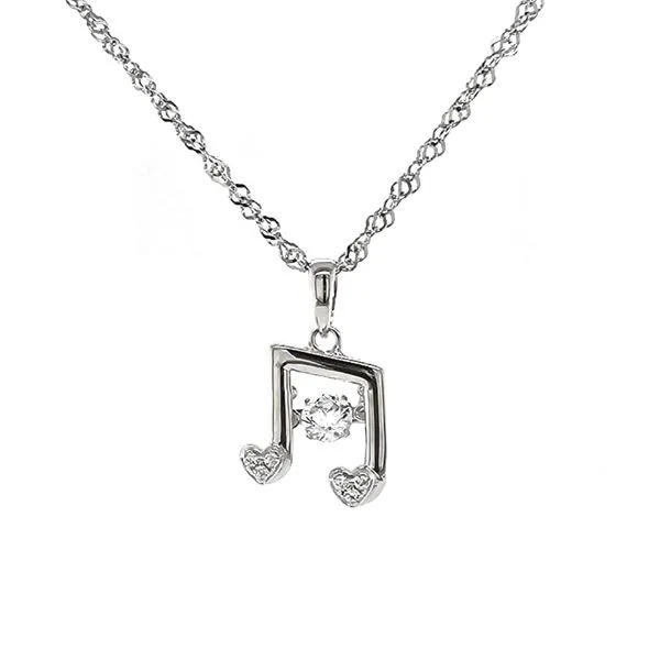 Sterling Shimmering Simulated Diamond Music Note Pendant Mark Jewellers La Crosse, WI