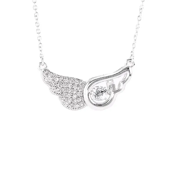 Sterling Shimmering Simulated Diamond Angel Wings Necklace Mark Jewellers La Crosse, WI