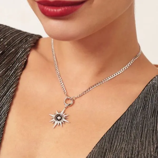 Sterling CZ & Black Agate Charm Image 3 Mark Jewellers La Crosse, WI