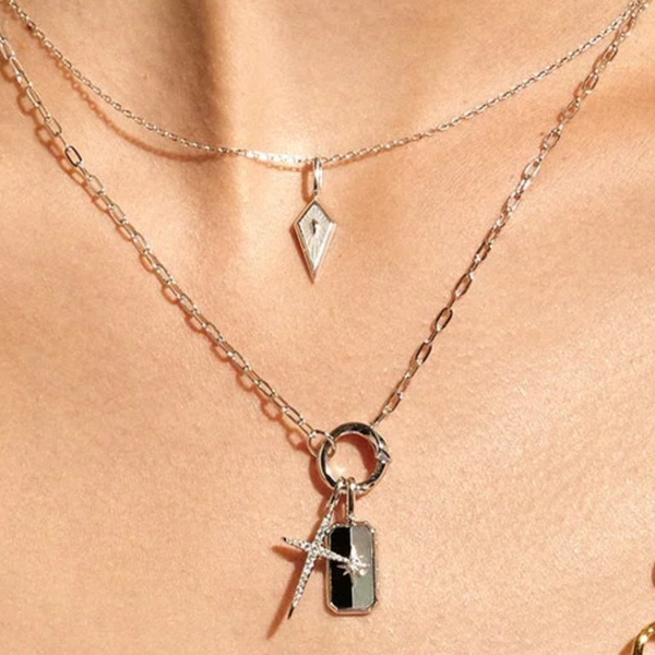 Sterling CZ Cross Charm Image 2 Mark Jewellers La Crosse, WI