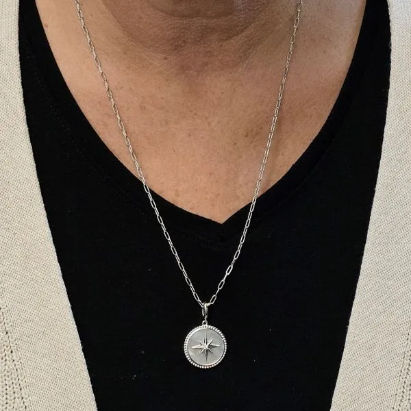 Sterling Mother-of-Pearl Compass Pendant Image 3 Mark Jewellers La Crosse, WI
