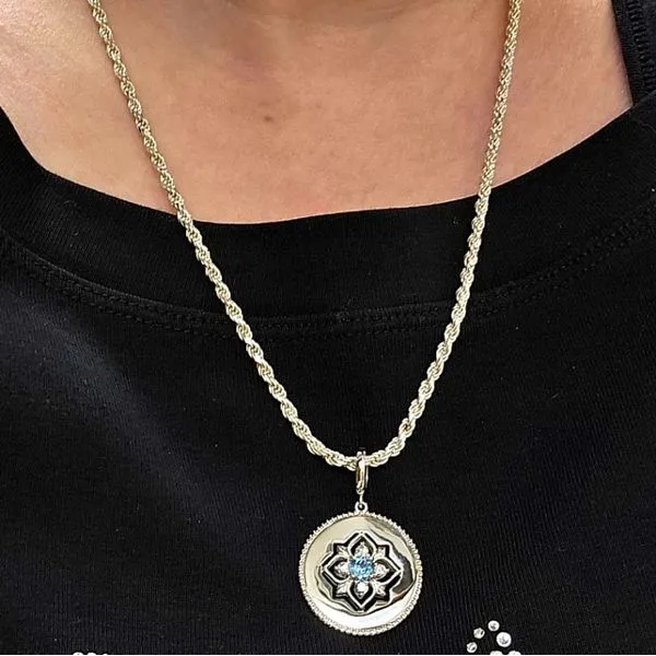 Sterling Blue Topaz & White Sapphire Pendant Image 2 Mark Jewellers La Crosse, WI
