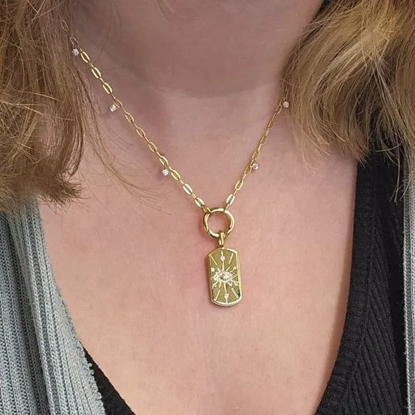 Gold-Plated Sterling CZ Dog Tag Charm Image 2 Mark Jewellers La Crosse, WI