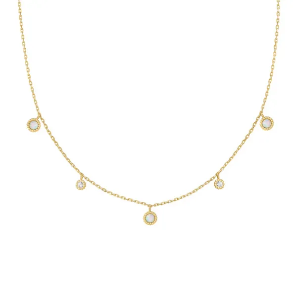 Gold-Plated Sterling Kyoto Opal CZ Station Necklace Mark Jewellers La Crosse, WI