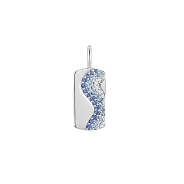 Sterling Blue CZ Dog Tag Charm Mark Jewellers La Crosse, WI
