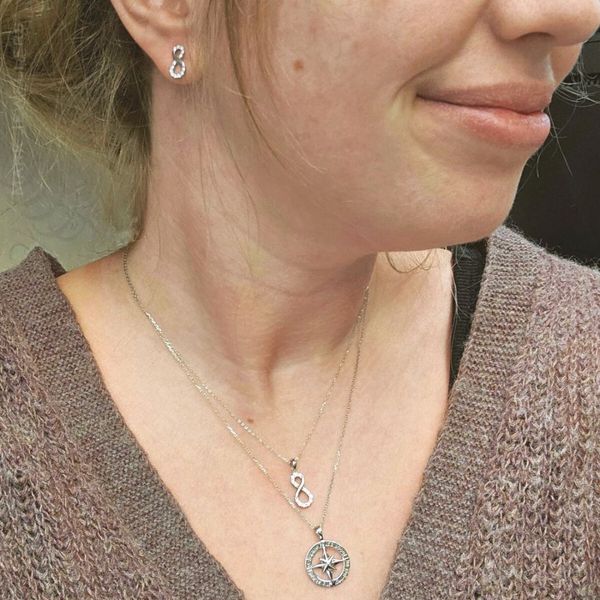 Sterling CZ Infinity Pendant & Earring Set Image 2 Mark Jewellers La Crosse, WI