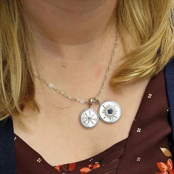 Sterling Sapphire Disc Pendant Image 2 Mark Jewellers La Crosse, WI