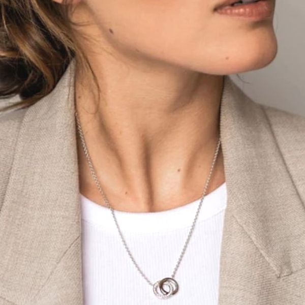 Sterling CZ Double Circle Necklace Image 2 Mark Jewellers La Crosse, WI