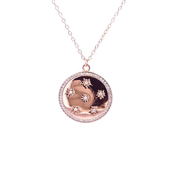 Rose Gold-Plated Sterling CZ Disc Pendant Mark Jewellers La Crosse, WI