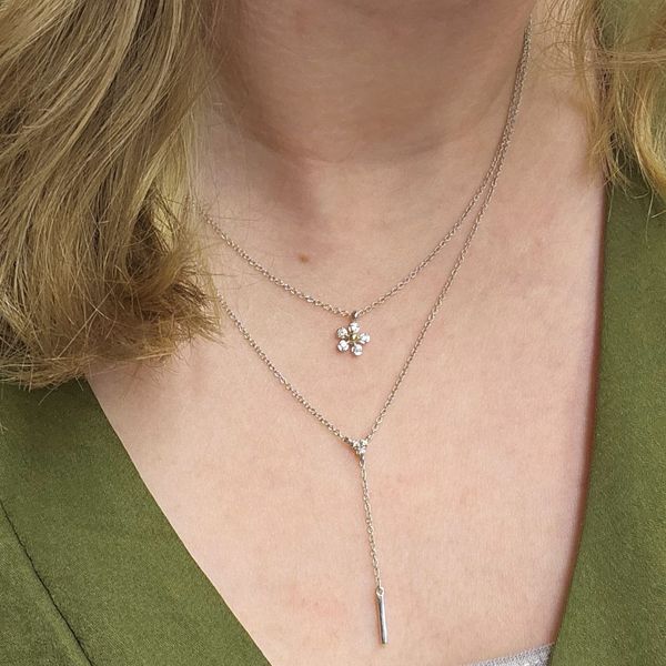 Gold-Plated Sterling Diamond Flower Pendant Image 2 Mark Jewellers La Crosse, WI