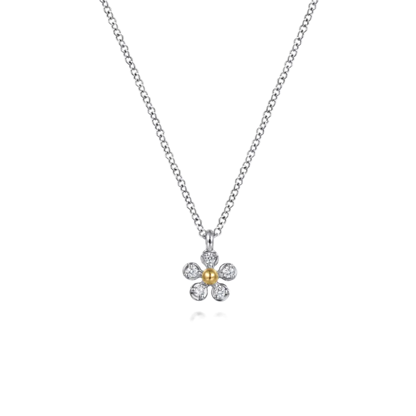 Gold-Plated Sterling Diamond Flower Pendant Mark Jewellers La Crosse, WI