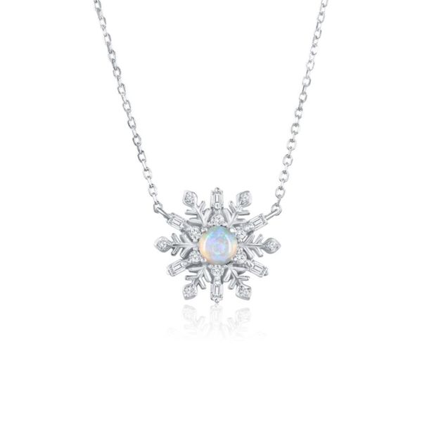 Sterling Opal & CZ Snowflake Necklace Mark Jewellers La Crosse, WI