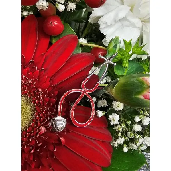 Sterling Red Enamel Stethoscope Charm Image 2 Mark Jewellers La Crosse, WI