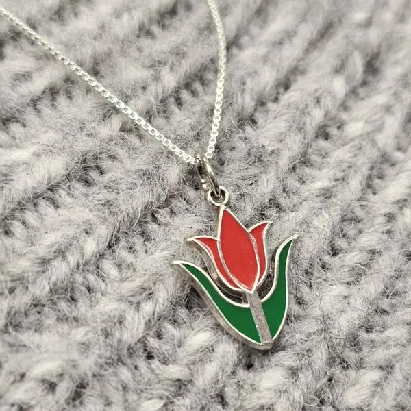 Sterling Painted Tulip Charm Image 2 Mark Jewellers La Crosse, WI