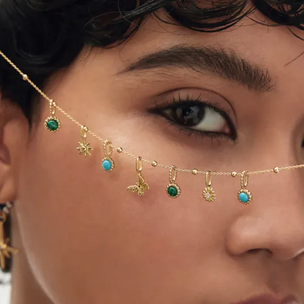 Gold-Plated Sterling Turquoise & Malachite Reversible Charm Image 3 Mark Jewellers La Crosse, WI