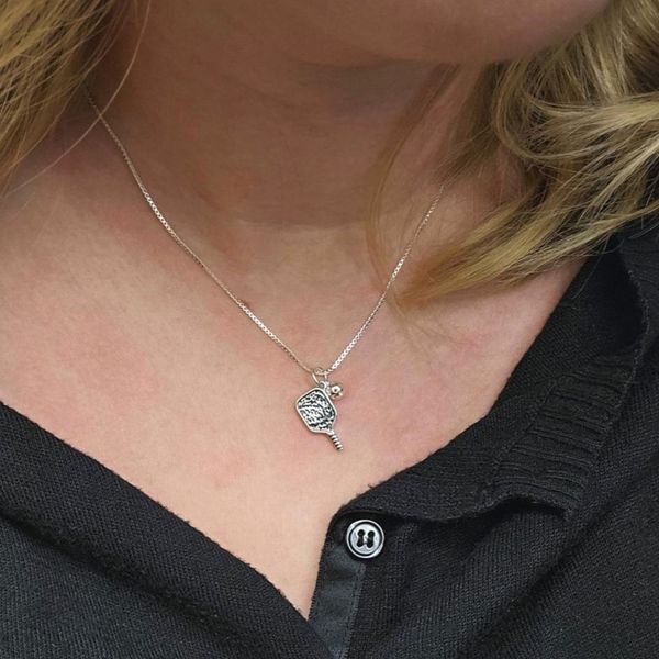 Sterling Pickleball & Paddle Charm Image 2 Mark Jewellers La Crosse, WI
