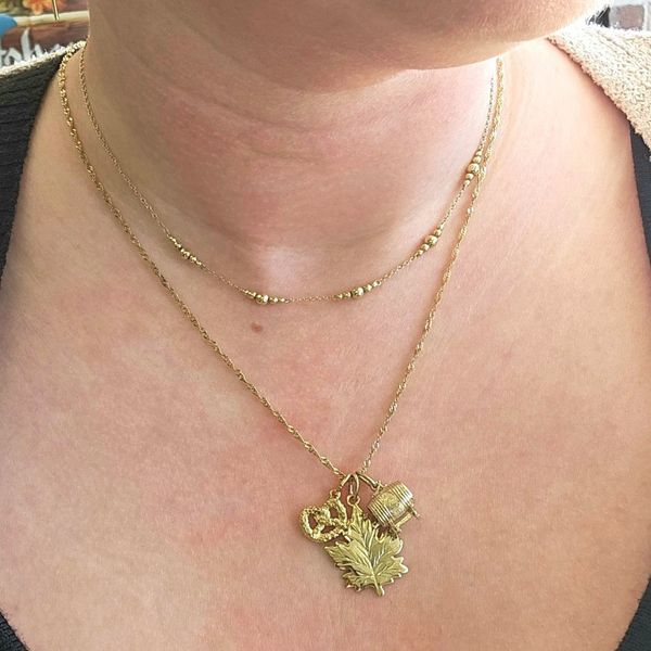 Gold-Plated Sterling Maple Leaf Charm Image 2 Mark Jewellers La Crosse, WI