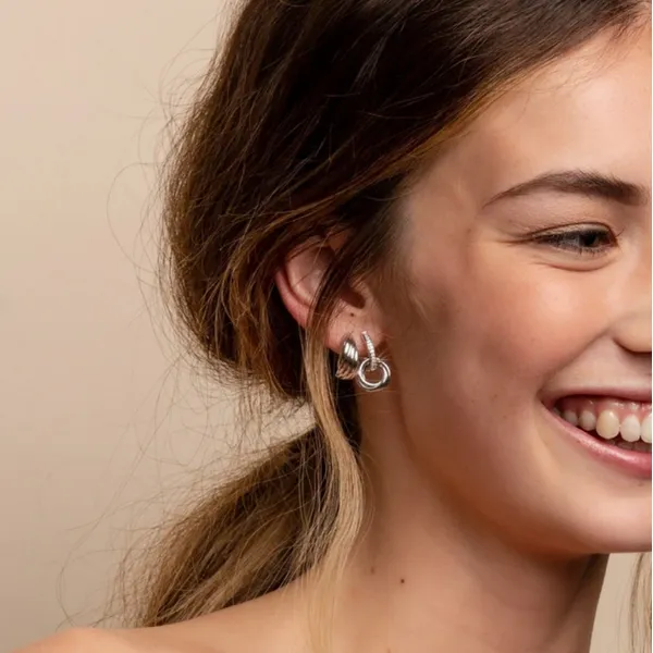 Silver Hoop Earrings Image 2 Mark Jewellers La Crosse, WI