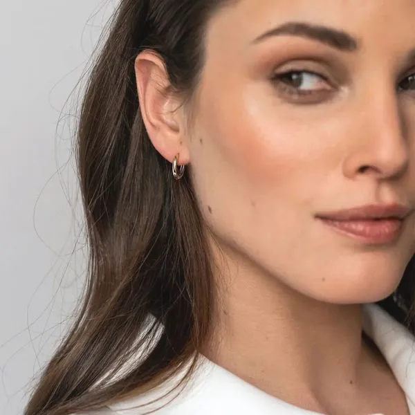 Gold-Plated Sterling Huggie Hoop Earrings Image 2 Mark Jewellers La Crosse, WI