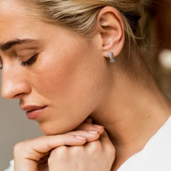 Silver Hoop Earrings Image 2 Mark Jewellers La Crosse, WI