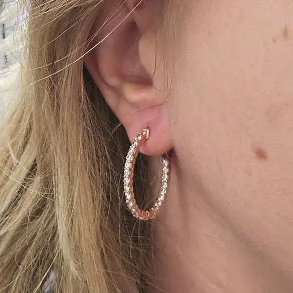 Rose Gold-Plated Sterling Hoop Earrings Image 2 Mark Jewellers La Crosse, WI
