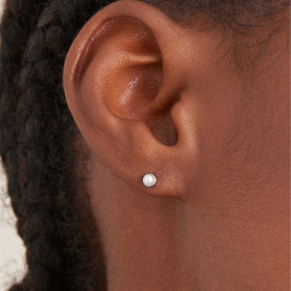 Sterling Pearl Cabochon Stud Earrings Image 2 Mark Jewellers La Crosse, WI