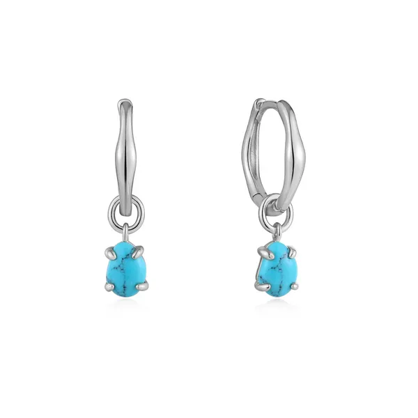 Sterling Hoop Earrings with Turquoise Ear Charms Mark Jewellers La Crosse, WI