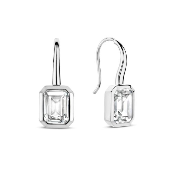 Sterling Emerald-Cut CZ Drop Earrings Mark Jewellers La Crosse, WI