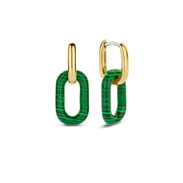 Gold-Plated Sterling Malachite Color Drop Earrings Mark Jewellers La Crosse, WI
