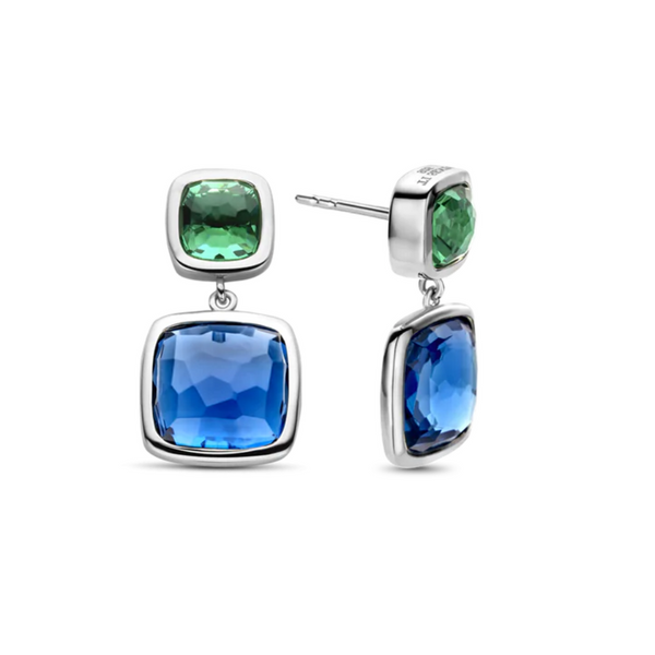 Sterling Blue & Green CZ Drop Earrings Mark Jewellers La Crosse, WI