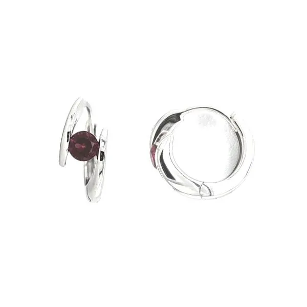 Sterling Red CZ Hoop Earrings Image 2 Mark Jewellers La Crosse, WI