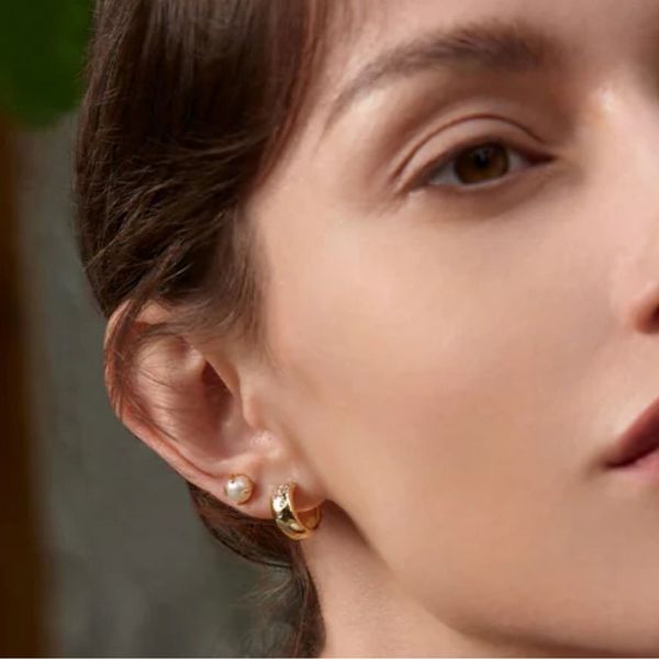 Gold-Plated Sterling CZ Huggie Hoop Earrings Image 3 Mark Jewellers La Crosse, WI