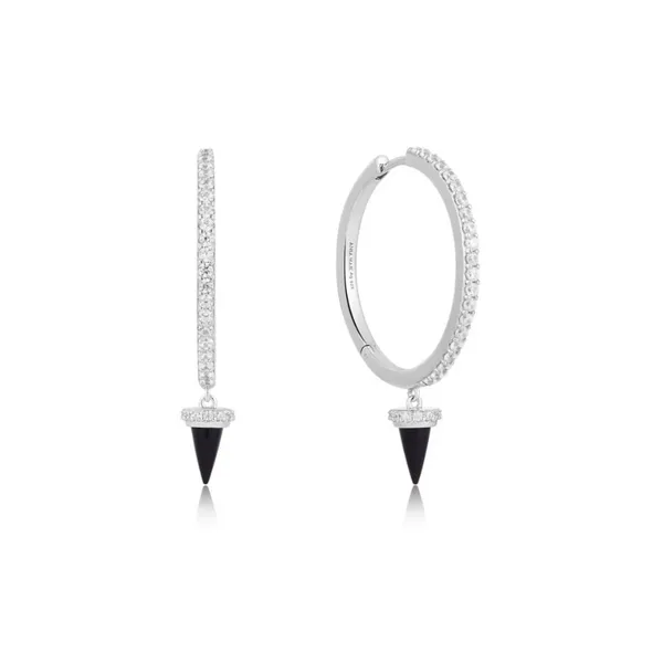 Sterling CZ Hoop Earrings with Black Agate Ear Charms Mark Jewellers La Crosse, WI