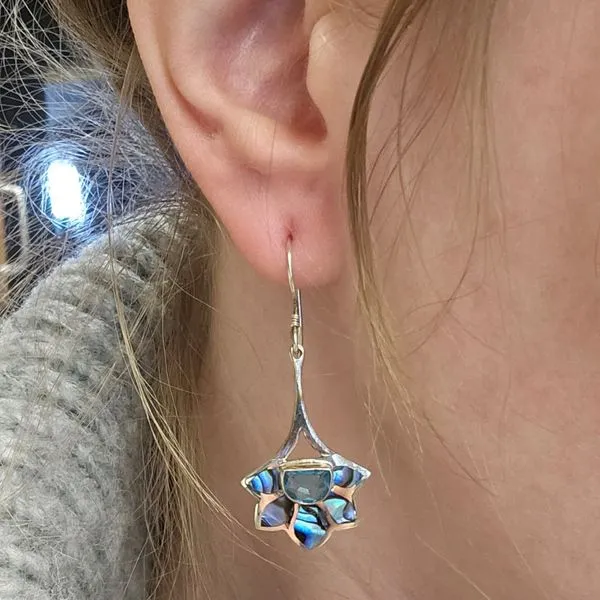 Sterling Paua Abalone Shell Drop Earrings Image 3 Mark Jewellers La Crosse, WI