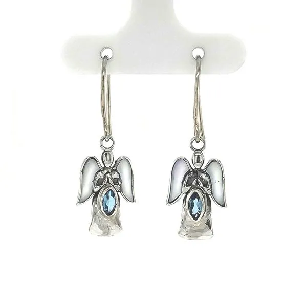 Sterling Blue Topaz & Mother-Of-Pearl Angel Drop Earrings Mark Jewellers La Crosse, WI