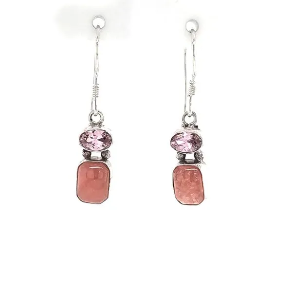 Sterling Pink CZ & Rhodochrosite Drop Earrings Mark Jewellers La Crosse, WI