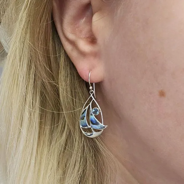 Sterling Paua Abalone Shell Drop Earrings Image 3 Mark Jewellers La Crosse, WI
