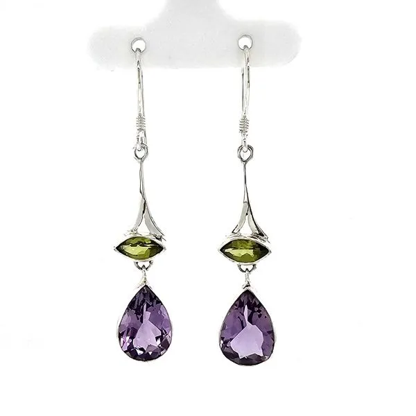 Sterling Amethyst & Peridot Drop Earrings Mark Jewellers La Crosse, WI