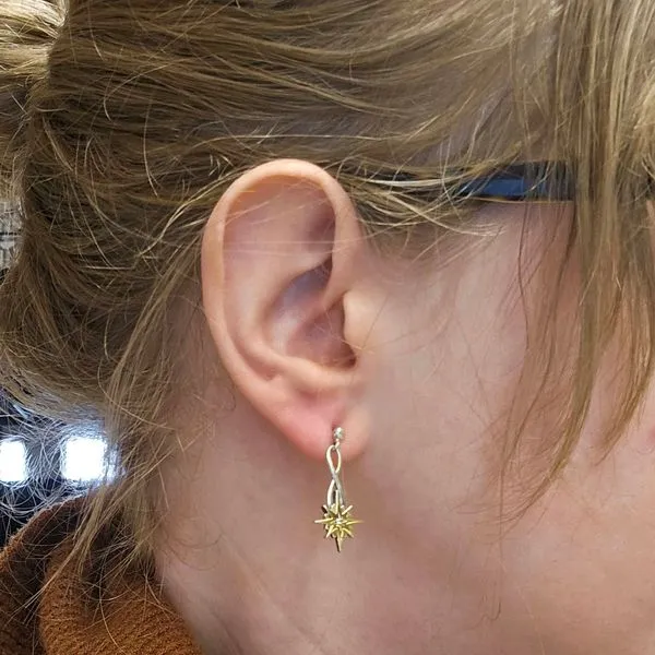 Gold-Plated Sterling Compass Star Earrings Image 3 Mark Jewellers La Crosse, WI