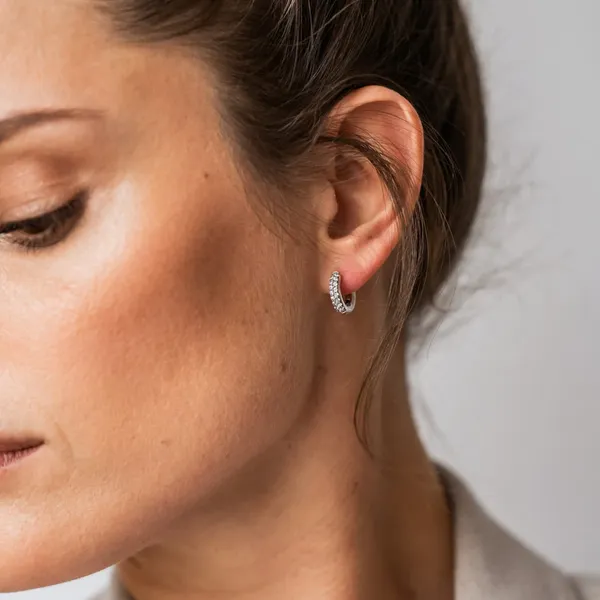 Sterling Huggie Hoop Earrings Image 2 Mark Jewellers La Crosse, WI