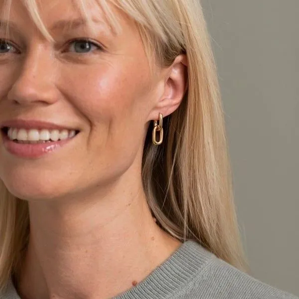 Gold-Plated Sterling Link Drop Earrings Image 2 Mark Jewellers La Crosse, WI