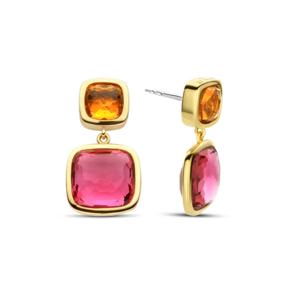 Gold-Plated Sterling Orange & Pink CZ Drop Earrings Mark Jewellers La Crosse, WI