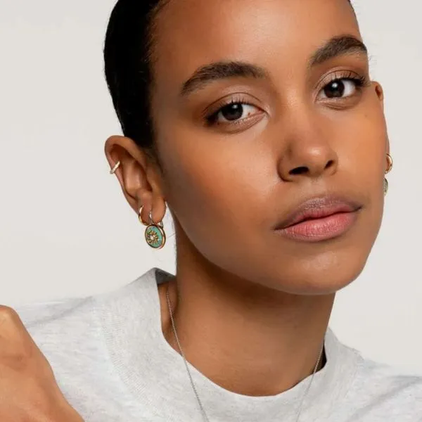 Gold-Plated Sterling Turquoise Leverback Earrings Image 2 Mark Jewellers La Crosse, WI