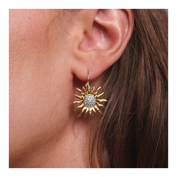 Gold-Plated Sterling CZ Leverback Earrings Image 2 Mark Jewellers La Crosse, WI