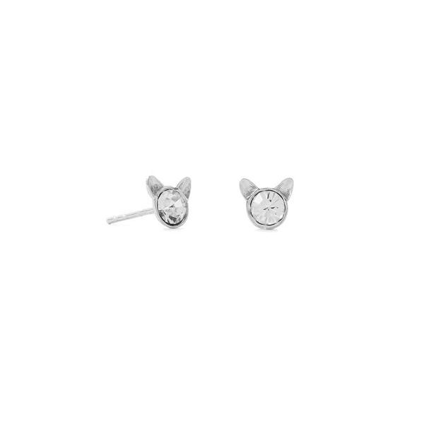 Sterling Crystal Cat Stud Earrings Mark Jewellers La Crosse, WI