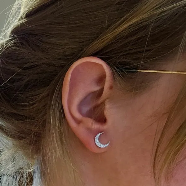Sterling CZ Moon & Star Stud Earrings Image 2 Mark Jewellers La Crosse, WI