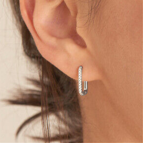 Sterling CZ Huggie Hoop Earrings Image 2 Mark Jewellers La Crosse, WI