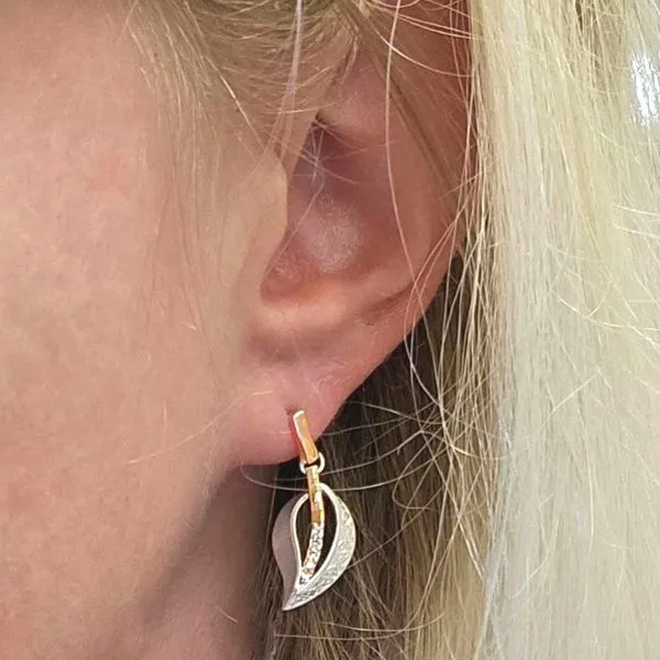 Rose Gold-Plated Sterling Trinity Leaf Earrings Image 3 Mark Jewellers La Crosse, WI