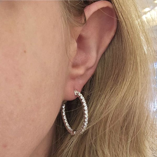 Sterling CZ Hoop Earrings Image 2 Mark Jewellers La Crosse, WI